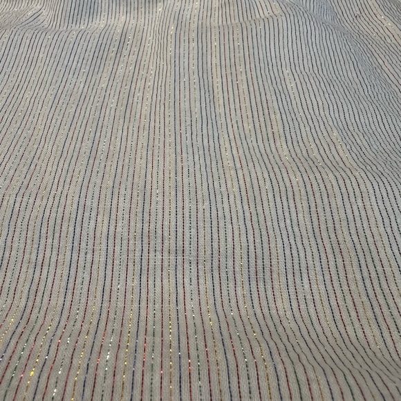 Molo girls cute white top with metallic pinstripe and ruffle collar size 7/8 - Picture 9 of 10